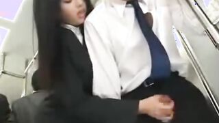 Asian Handjob in Public Bus