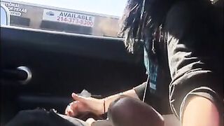 Lesbian gives Friend Handjob in Car