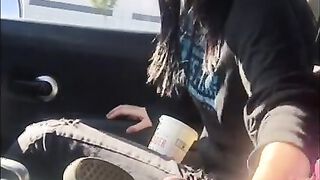 Lesbian gives Friend Handjob in Car