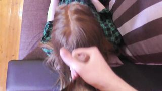 Cum on the Stepsister's Red Hair while she Watched Instagram