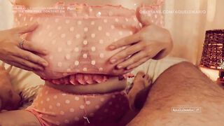 I like to Fuck Big Boobs of my Girl in Sexy Lingerie and Cum on her Chest |POV Titfuck| AqueleMario