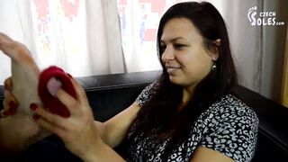 Two sisters foot love and play (lesbian feet, foot teasing, socks, worn socks, bare feet, soles)