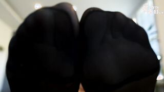 Helping colleague for her sexy pantyhose and high heels (nylon, high heels, foot worship, office)