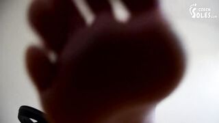 Cherry and sexy bare feet in sandals (foot tease, POV foot worship, sexy soles, Ukrainian feet,toes)