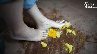 I'll crush fruits and you'll lick it off of my feet! (BIG feet, foot tease, POV foot worship, soles)
