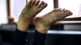 Dirty feet from barefoot walking (POV dirty feet, dirty bare feet, foot goddess, sexy soles toes)