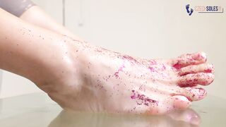 Sexy Ukrainian glitter feet POV teasing