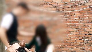 FUCKING Behind the Classrooms! She Swallows All the COCK! Real Public Sex!! Mexican College Girl!